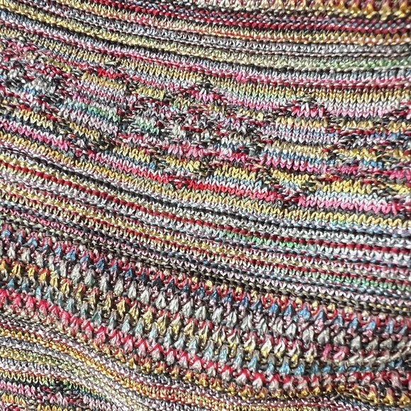 Vintage Multicolor Halter Knit Bodycon Fitted Ruffle Midi Summer Y2K 90s Dress - Picture 7 of 8